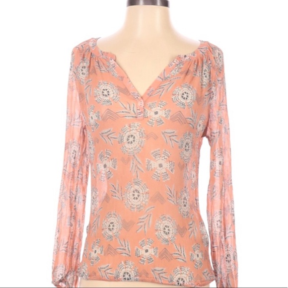 Lucky Brand small sheer boho tassel blouse - Picture 1 of 7